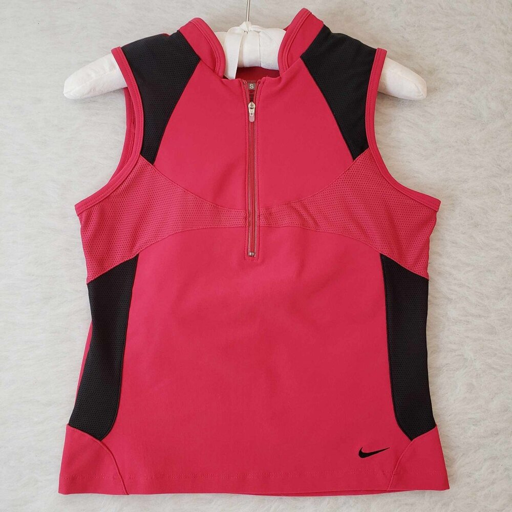 NIKE Women's Fit Dry Half-Zip 2-Tone Racerback Sports Bra Yoga Workout Tank Top